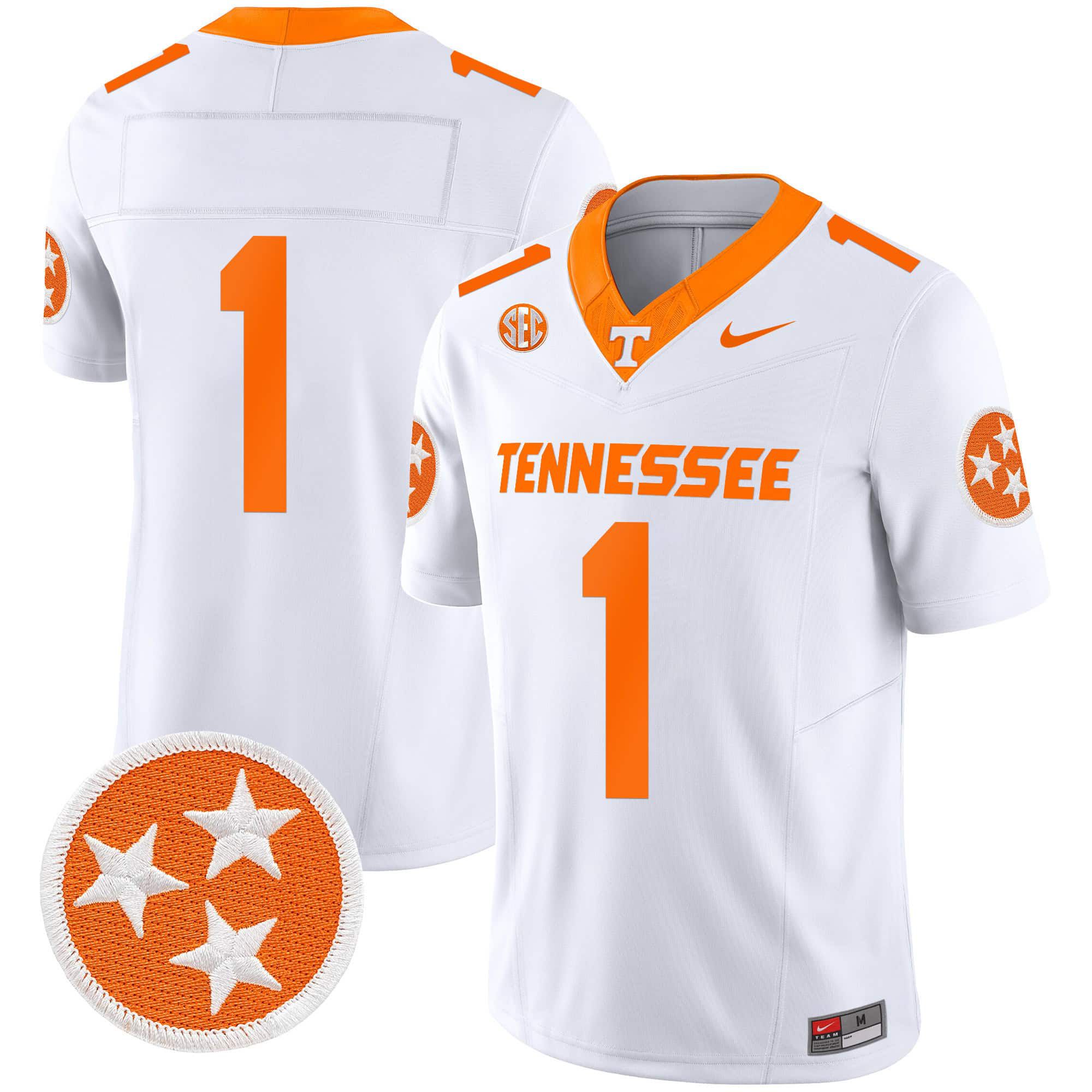 Men Tennessee Volunteers #1 No Name White 2024 Nike Vapor Limited NCAA Jersey